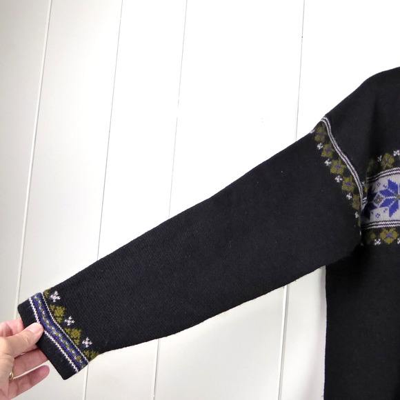 VTG Drops Original Knitwear Wool Sweater Unisex SZ M Partial Zip Fair Isle - Picture 11 of 14